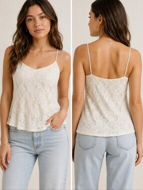 Express Best Loved Cami Ivory Lace Layering Tank Top M